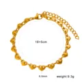 Gold stainless steel heart link chain bracelet with 18+5cm length and 5.5mm width. - Small Heart Bracelet (CK1783) / 5.5mm (18+5cm) / Gold