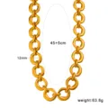 Chunky gold stainless steel irregular O-shaped chain necklace, stylish hip-hop geometric jewelry. - Gold Irregular O-Chain Necklace (CK1778) / 45 Plus 5cm (12mm)