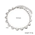 Stainless steel heart link bracelet with extension chain 18+5cm fashion silver jewelry piece - Medium Heart Bracelet (CK1784) / 7mm (18+5cm) / Steel