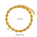 Stainless steel coffee bean chain bracelet or necklace in gold color with 6mm width size. - Small Coffee Bean Bracelet (CK1793) / Gold