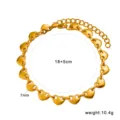 Gold Stainless Steel Heart Link Bracelet Adjustable 18+5cm Fashion Jewelry Accessory - Medium Heart Bracelet (CK1784) / 7mm (18+5cm) / Gold