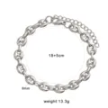 Stainless steel coffee bean link bracelet with extension chain, silver color, 18+5cm. - Medium Coffee Bean Bracelet (CK1794) / Steel