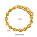 Stainless steel coffee bean chain bracelet for women men, gold color fashion jewelry. - Medium Coffee Bean Bracelet (CK1794) / Gold