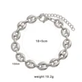 Stainless steel coffee bean link bracelet for women men, 18+5cm length, 10mm width, 19.2g. - Large Coffee Bean Bracelet (CK1795) / Steel