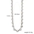 Stainless steel heart link necklace with adjustable length 45+5cm and width 5.5mm for women. - Small Heart Necklace (CK1786) / 5.5mm (45+5cm) / Steel
