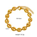 Stainless steel coffee bean bracelet gold metal chunky link jewelry for women men 18+5cm - Large Coffee Bean Bracelet (CK1795) / Gold