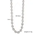 Stainless steel coffee bean chain necklace, length 45+5cm, width 6mm, weight 21.6g for daily. - Small Coffee Bean Necklace (CK1796) / Steel