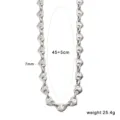 Stainless steel heart link necklace, 7mm width, 45+5cm length, fashion jewelry. - Medium Heart Necklace (CK1787) / 7mm (45+5cm) / Steel