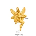 Vue détaillée du pendentif fée doré, design exquis d'ailes d'ange, petit bijou élégant. - Style Fée Ange (CK2023)