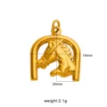 Charmant pendentif tête de cheval fer à cheval doré, bijou animalier minimaliste 18x20mm. - Style Tête de Cheval Fer à Cheval (CK2022)