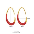 C-Shaped Hoop Earrings Red Enamel 18K Gold Plated Titanium Steel Geometric Jewelry Model SKU - C-Shaped Color Blocking (CK1693) / 39x28x4mm / Red