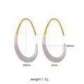 Two-tone C-shaped earrings, 18K gold-plated geometric modern chic hoop earrings for women. - C-Shaped Color Blocking (CK1693) / 39x29x4mm / White