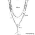 Πολυπλεγμένο κολιέ από ανοξείδωτο ατσάλι με κούμπωμα T και κρίκους σε σχήμα 8. - Χρώμα Ατσαλιού