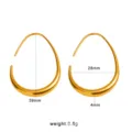 Boucles d'oreilles créoles géométriques en acier titane plaqué or 18K taille 39mm. - Style Ouvert en U (CK371) / 39x28x4mm / Or