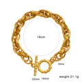 Gold twisted chain bracelet for men women titanium steel 18k gold plated chunky 19cm - CK1625-Gold