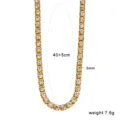 Vergoldete Tennis Halskette glänzender Zirkon eleganter Halsschmuck 40+5cm Länge 3mm Breite - Nur Kette / 40+5cm (3mm)