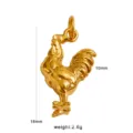 Gold Zodiac Rooster Pendant Charm 18mm Chinese Zodiac Chicken Jewelry Gift for DIY Craft - Rooster Pendant (CK1911)
