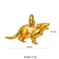 Gold zodiac rat pendant DIY jewelry accessory 22mm x 11mm 3.2g charm for necklace crafting - Rat Pendant (CK1912)