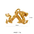 Gold Zodiac Dragon Pendant 19x11mm Metallic Charm Fashion Jewelry Accessory Gift - Dragon Pendant (CK1913)