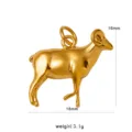 Gold zodiac ram pendant close-up detail, minimalist metal jewelry charm with clear dimensions. - Goat Pendant (CK1910)