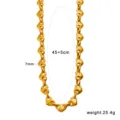 Gold stainless steel heart link chain necklace, fashion jewelry with 45+5cm length style. - Medium Heart Necklace (CK1787) / 7mm (45+5cm) / Gold