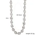 Stainless steel coffee bean chain necklace, 8mm width, 45+5cm length, fashion jewelry. - Medium Coffee Bean Necklace (CK1797) / Steel