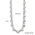 Stainless steel heart link necklace, 45+5cm adjustable chain, fashion jewelry for women. - Large Heart Necklace (CK1788) / 9mm (45+5cm) / Steel