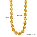 Gold Coffee Bean Chain Necklace for Women Men 8mm Thick Fashion Stainless Steel Jewelry - Medium Coffee Bean Necklace (CK1797) / Gold