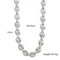 Stainless steel coffee bean chain necklace, 10mm wide, 45+5cm length, heavy fashion jewelry. - Large Coffee Bean Necklace (CK1798) / Steel
