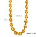 Stainless steel coffee bean necklace, trendy gold-colored fashion chain jewelry piece. - Large Coffee Bean Necklace (CK1798) / Gold