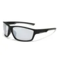 Gafas de sol deportivas para hombre pesca ciclismo proteccion contra el viento aire - Montura Negro Mate Lente Espejo Plateado