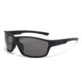 Gafas de sol deportivas polarizadas para hombre ciclismo pesca a prueba de viento UV - Montura Negra Lentes Gris Negro