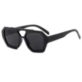 Elegante schwarze Doppelsteg geometrische Sonnenbrille fuer Damen Mode Brille Haupt - Schwarzer Rahmen Graue Gläser