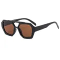 Modische dicke Rahmen geometrische Sonnenbrille für Damen, trendige braune Doppelsteg Brille. - Schwarzer Rahmen Tee Gläser