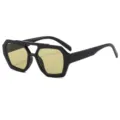 Schwarze geometrische Pilotensonnenbrille mit gelben Gläsern für einen modischen Stil. - Schwarzer Rahmen Gelb-Grüne Verlaufsgläser