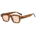 Lunettes de soleil carrées tendance à imprimé léopard rétro et verres marron élégants. - Monture Écaille Verres Thé Clair