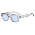 Lunettes de soleil carrées transparentes avec verres bleu clair pour un style urbain et décontracté. - Monture Grise Transparente Verres Bleus