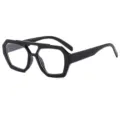 Schicke schwarze Doppelsteg geometrische Sonnenbrille trendiges Accessoire fur Damen neu - Schwarzer Rahmen Anti-Blaulicht