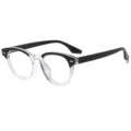 Retro schwarz klare runde Blaulichtfilter Brille, leichte stilvolle optische Brille für Damen. - Schwarz und Transparent Rahmen Anti-Blaulicht
