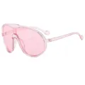 Rosa Schild Sonnenbrille für Damen und Herren, stylische Oversize Brille mit UV Schutz. - Transparent rosa Rahmen rosa Gläser