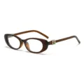 Vintage braune Katzenaugen Brille für Damen, stilvolle Brillenfassungen mit goldenen. - Klarsicht Tee Rahmen Anti-Blaulicht