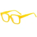 Yellow square frame glasses, trendy anti-blue light fashion eyewear for men and women. - Transparent Orange Frame Blue Light Blocking