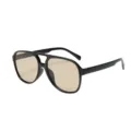 Aviator Sonnenbrille mit schwarzem Gestell, trendige Oversize Sonnenbrille Damen UV400. - Schwarzer Rahmen Helltee Linsen