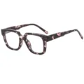 Chic square tortoise shell blue light blocking glasses for men and women, stylish optical frames. - White Demi Frame Blue Light Blocking