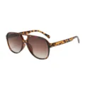 Retro Leo-Print Pilot Sonnenbrille mit braunen Farbverlaufslenzen fuer den Alltag. - Demi Rahmen Gradient Tee Gläser