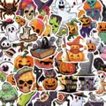 Halloween sticker set, 50pcs waterproof cartoon vinyl decals for skateboard, laptop and water bottle. - 50 Pieces/Pack