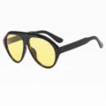 Y2K Piloten Sonnenbrille Damen Herren Retro Chunky Schwarzer Rahmen Gelbe Gläser Brille - Schwarzer Rahmen Gelbe Gläser