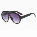 Y2K Grosse Piloten Sonnenbrille Damen Herren Vintage Retro Gradient Lila Sonnenglas - Schwarzer Rahmen Doppelt Graue Linse