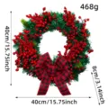 Christmas wreath with red berries and buffalo plaid bow, 15.75 inch diameter - H2-42 Wreath Style