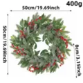50cm artificial Christmas wreath decorated with green pine needles and red berries - J2-47 Christmas Berry Pine Cone Wreath (50x50x8cm)